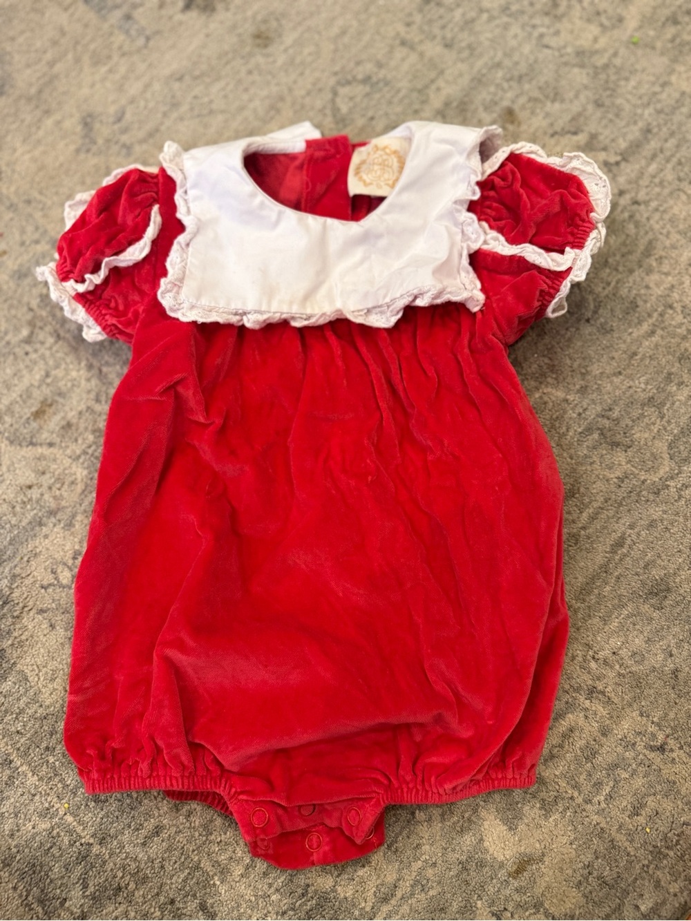 The Beaufort Bonnet Company Red Velvet One-Piece with White Collar